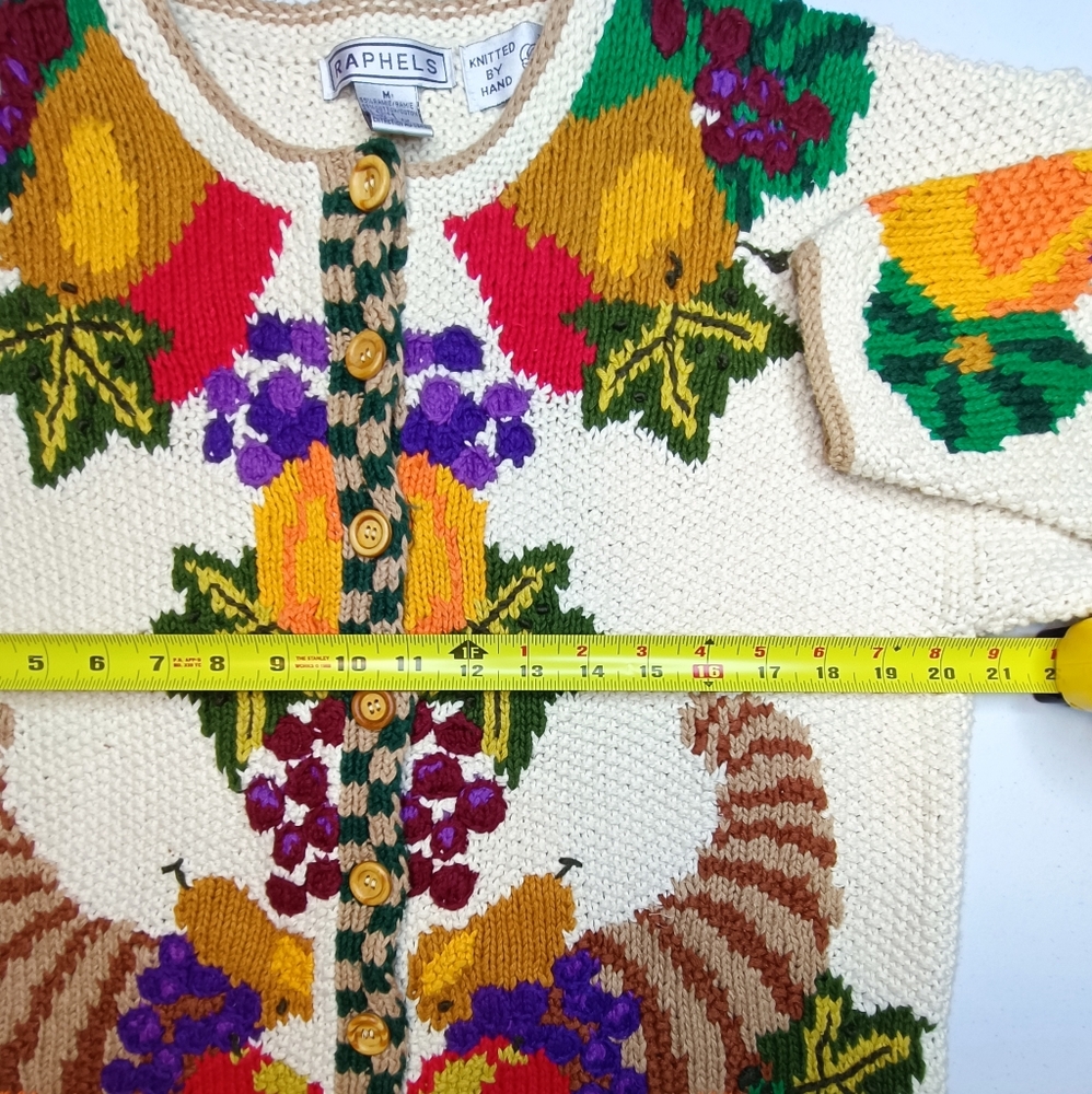 Raphels Vintage Grandma Fruits & Veggies Knit Cardigan Sweater M - Picture 10 of 16